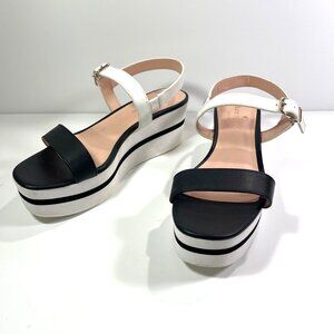 KATE SPADE Hayden Women’s Wedge Platform Sandal Shoes Black/White Size 7.5B